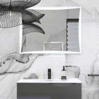 Badspiegel TETYDA mit LED-Beleuchtung, wandhängend (800×600 mm), Touch-Schalter, rechteckig