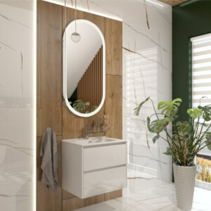 Badspiegel KALISTO mit LED-Beleuchtung, wandhängend (600×1200 mm), abgerundet