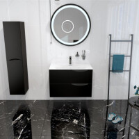 Badspiegel DAFNE 70 im Alurahmen mit LED-Beleuchtung, wandhängend (Ø 70 cm), rund