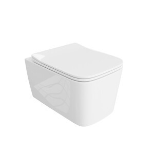 Wand-WC MURYA mit Softclose-Sitz, ohne Spülrand, wandhängend, (335×515×395 mm), glänzend, weiß