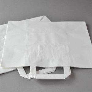 100 Stück Papiertragetaschen (32+17×27 cm), weiß