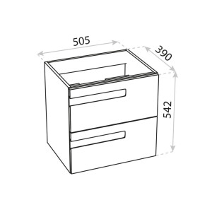 Waschtischunterschrank FLORIDA 500 mit 2 Schubladen, wandhängend (505×390×542 mm), glänzend, weiß