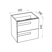 Waschbeckenunterschrank FLORYDA 500 mit 2 Schubladen, wandhängend (505×390×542 mm), glänzend, weiß