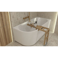 Eck-Badewanne OKLAHOMA 1700 L, Einbau links, ovale Innenform (1700×800×590 mm), 254 Liter, glänzend, weiß