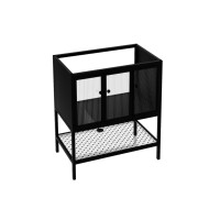 Waschbeckenunterschrank DAKOTA 80 mit 3 Türen, bodenstehend (760×460×850 mm), glas/schwarz