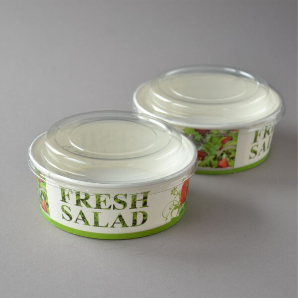 300 Stück Salatschalen mit Deckel, "Salat-Motiv", rund, 550 ml